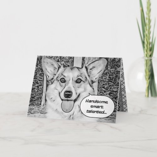 Funny Fathers Day Corgi Card