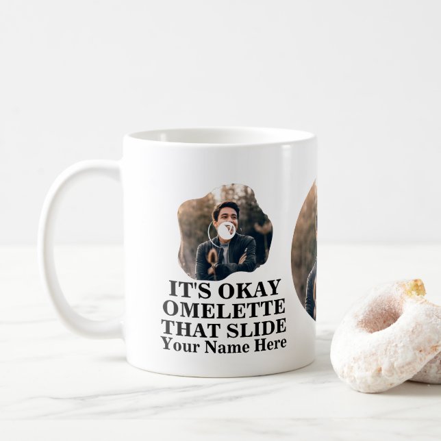 Funny fathers day dad jokes Omelette that slide Coffee Mug (With Donut)