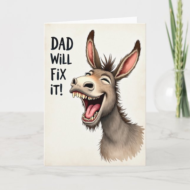 Funny Fathers Day Donkey Card (Front)