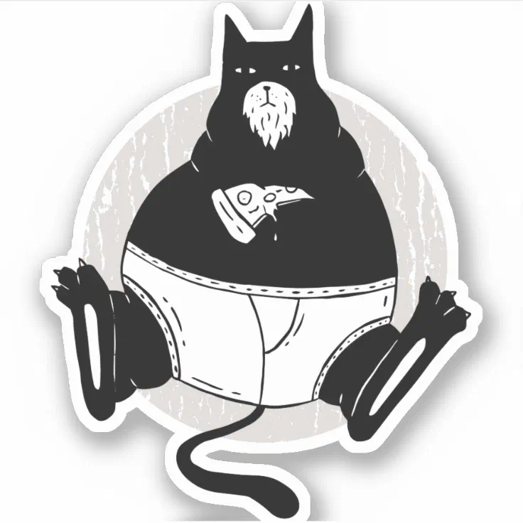 Funny Fathers Day Fat Cat Dad Eating Pizza Cartoon Sticker | Zazzle Funny Fathers Day Fat Cat Dad Eating Pizza Cartoon Sticker | Zazzle