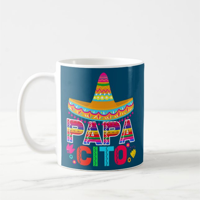 Funny Fathers Day for Men Papacito Dad Cinco De Coffee Mug (Left)