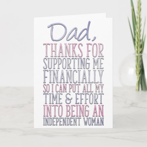 Funny Fathers Day From Daughter Financial Burden Card