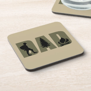 Funny Fathers Day Gift Camping Hiking Dad Beverage Coaster