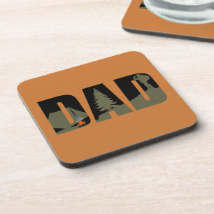 Funny Fathers Day Gift Hiking Camping Dad Beverage Coaster