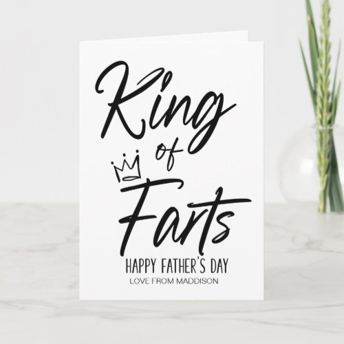 Funny Fathers Day Gift King of Farts Dads Day Card