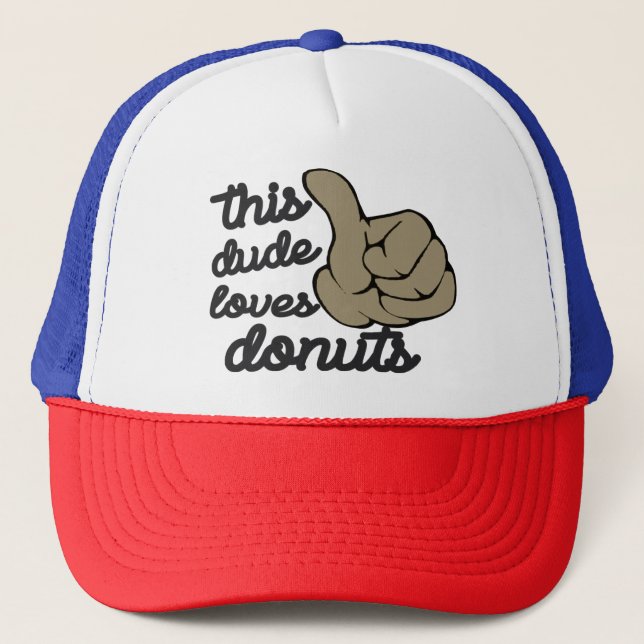 Funny Father's Day Gift, This Dad Loves Donuts Trucker Hat (Front)