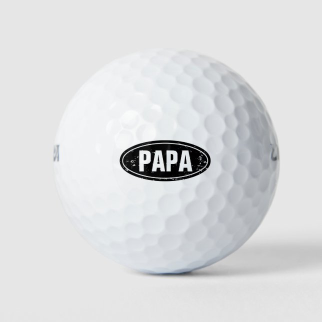 Funny Fathers Day golf ball set for dad | PAPA (Front)