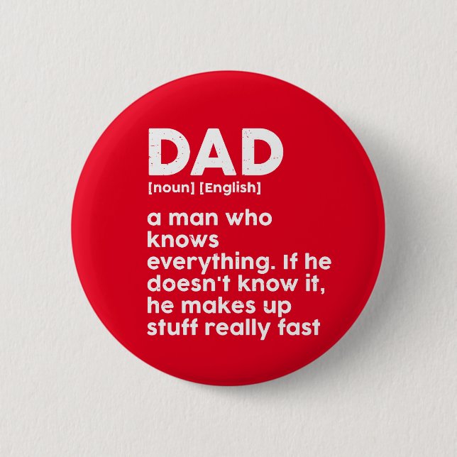 Funny Father's Day Humor Dad Dictionary Definition Button (Front)