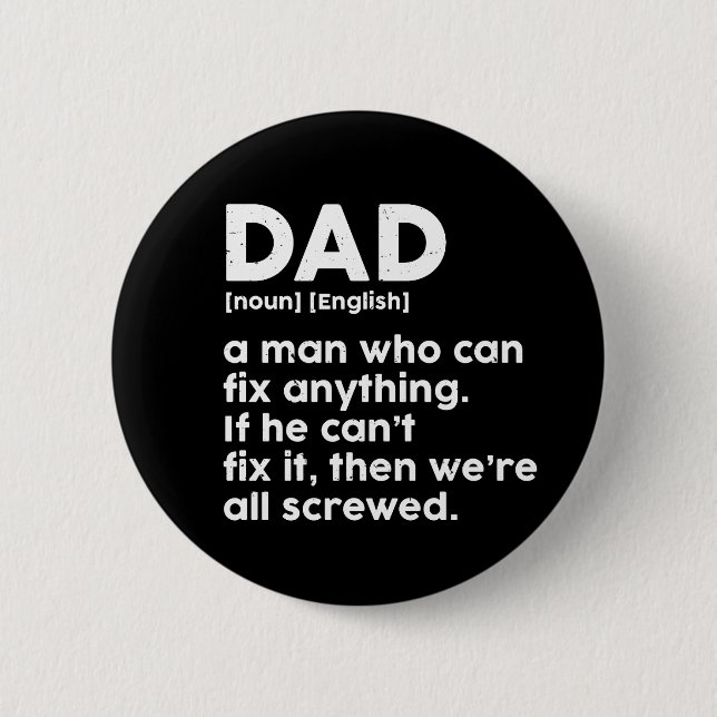 Funny Father's Day Jokes Dad Dictionary Definition Button (Front)