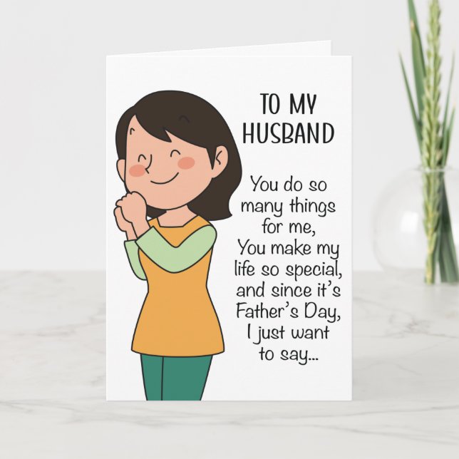 Funny Father's Day Message To My Husband Humor Card (Front)