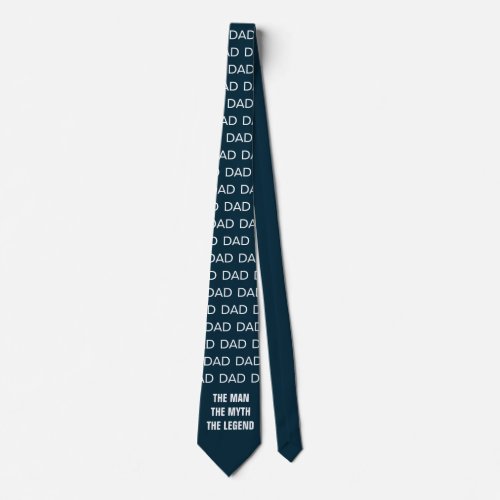 Funny Fathers Day Navy Blue Typography Neck Tie