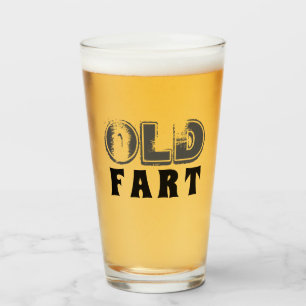 Funny Father's Day Old Fart Typography Glass