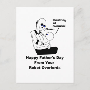 Funny Father's Day Robot Science Joke Cartoon Postcard