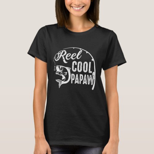 Funny Fathers Day Vintage Fishing Reel Cool Papaw T_Shirt