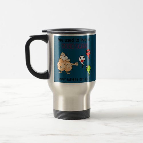 Funny Fathers Day We Used To Live In Your Balls Travel Mug