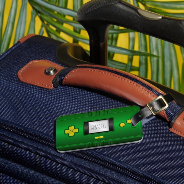 Funny faux gamepad console retro gaming luggage tag (Front Insitu 3)