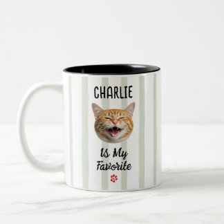 Funny Favorite Cat Custom Face Photo Two-Tone Coffee Mug