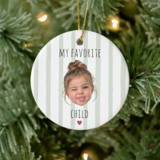 Funny Favorite Child Custom Face Photo Ceramic Ornament