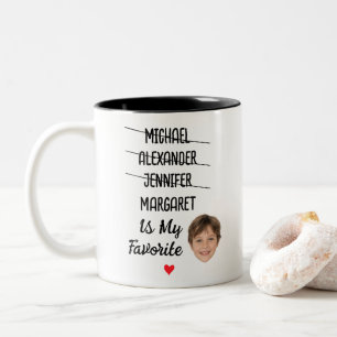Funny Favorite Child Mug with 4 Names & Face Photo