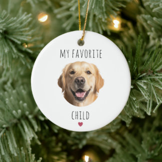 Funny Favorite Fur Child Custom Dog Face Ceramic Ornament