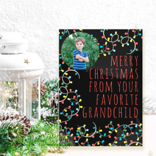 Funny Favorite Grandchild Photo Christmas Lights Holiday Card