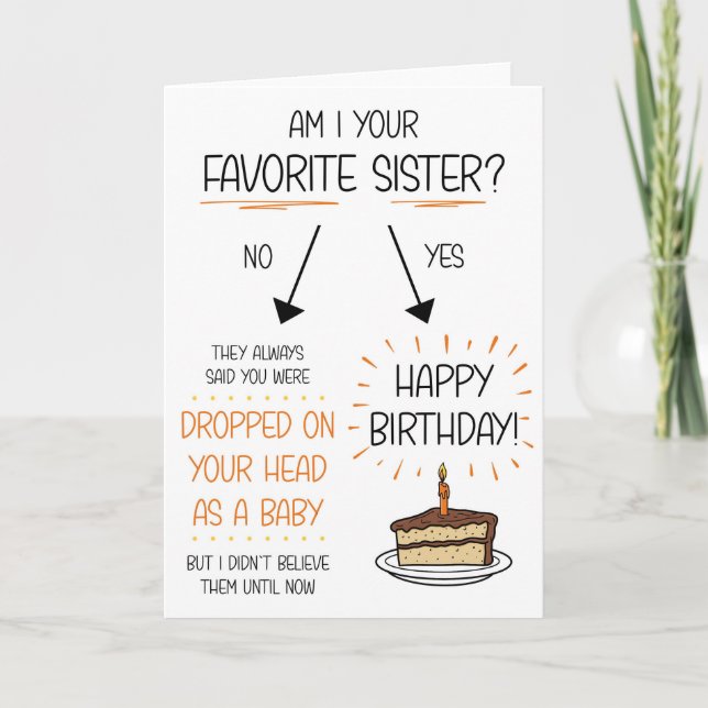 Funny Favorite Sister Birthday Card (Front)