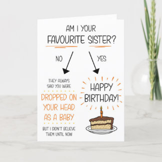 Funny Favorite Sister Birthday Card