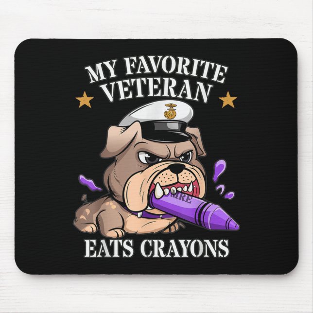 Funny favorite veteran eats crayons jarhead family mouse pad (Front)