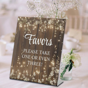 Funny Favors Signature Script Wood String Lights Pedestal Sign