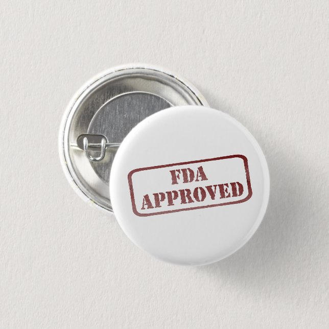 Funny FDA Approved Humor Red Distressed Stamp Button (Front & Back)