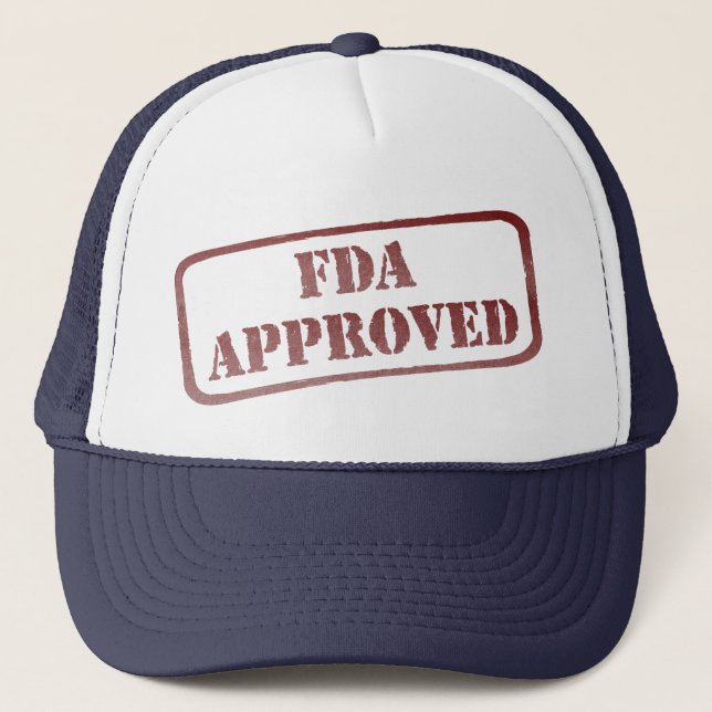 Funny FDA Approved Humor Red Distressed Stamp Cap  (Front)
