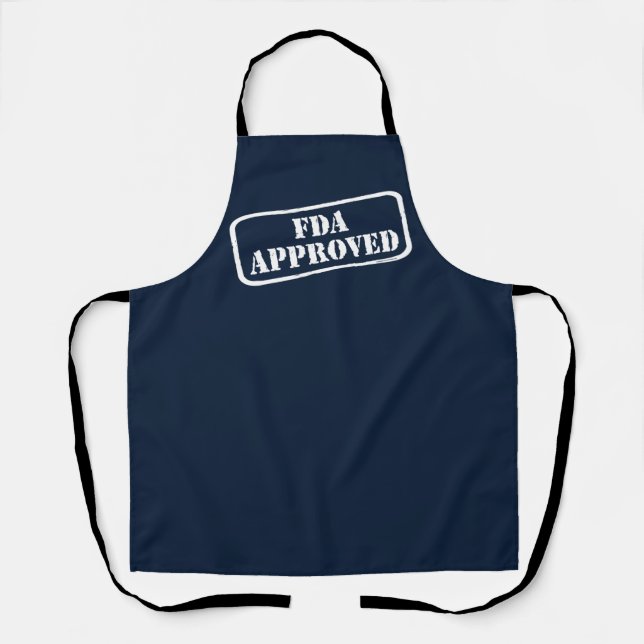 Funny FDA Approved White Distressed Stamp Humor Apron (Front)