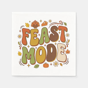 Funny Feast Mode Retro Thanksgiving Napkins