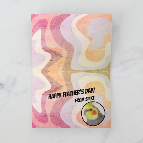 Funny Feather Fathers Day from Pet Cockatiel Photo Holiday Card
