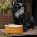 Funny Feed Me Human | Monogram Bowl<br><div class="desc">Make feeding time more fun with this customizable Funny Feed Me Human | Monogram Pet Bowl! Featuring a sleek, minimalist design and a playful message—"Feed Me Human, love [Your Pet's Name]"—this ceramic bowl is perfect for adding a personal touch to your pet’s daily routine. Available in warm, earthy tones, it’s...</div>