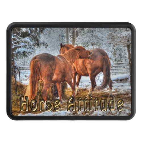 Funny Feisty Dun amd Chestnut Ranch Horse Attitude Trailer Hitch Cover