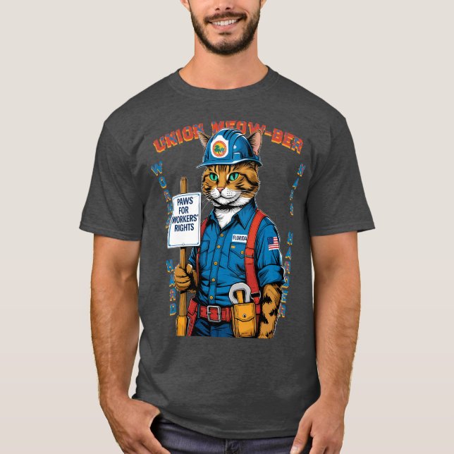 Funny Feline Union Member Labor Day from Florida T-Shirt (Front)