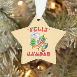 Funny Feliz Navidad Cute Christmas Chili Ornament