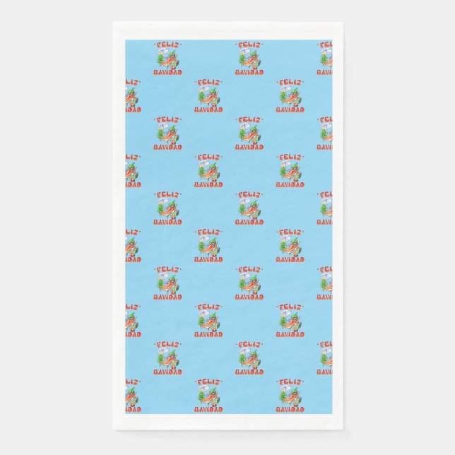Funny Feliz Navidad Cute Christmas Chili Paper Guest Towels (Front)