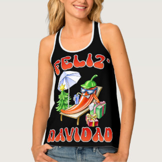 Funny Feliz Navidad Cute Christmas Chili Tank Top