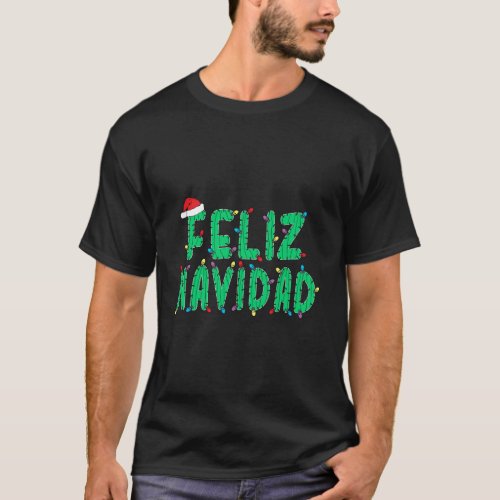 Funny Feliz Navidad Pajamas Santa Cactus Spanish C T_Shirt
