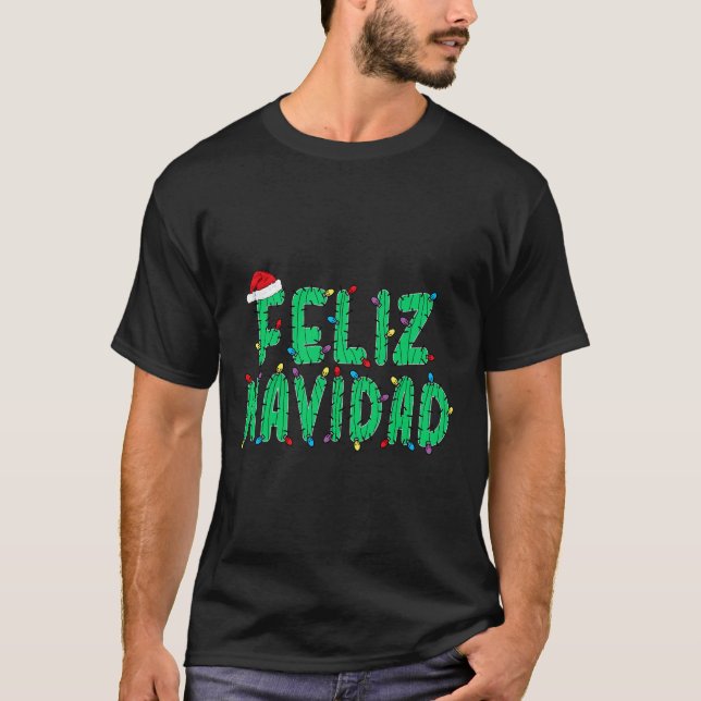 Funny Feliz Navidad Pajamas Santa Cactus Spanish C T-Shirt (Front)