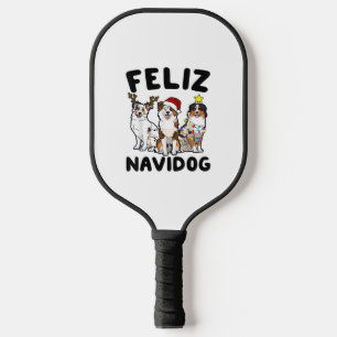Funny Feliz Navidog Australian Shepherd dog lover  Pickleball Paddle