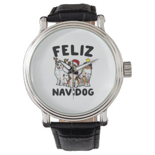 Funny Feliz Navidog Australian Shepherd dog lover Watch