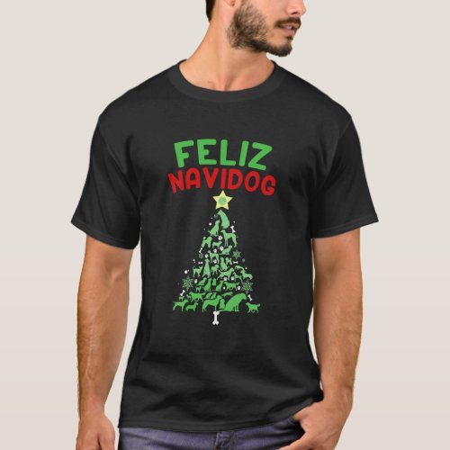 Funny Feliz Navidog Christmas Dogs Pun Dog Lover G T_Shirt