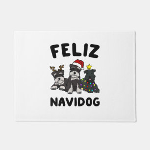 Funny Feliz Navidog Miniature Schnauzer dog lover Doormat