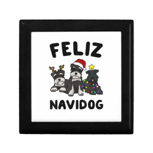Funny Feliz Navidog Miniature Schnauzer dog lover Gift Box
