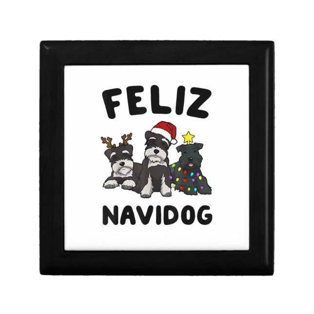 Funny Feliz Navidog Miniature Schnauzer dog lover  Gift Box (Front)