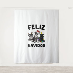 Funny Feliz Navidog Miniature Schnauzer dog lover Tapestry
