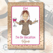 Funny Female Cartoon Girl Weekend Glitter Sparkle 